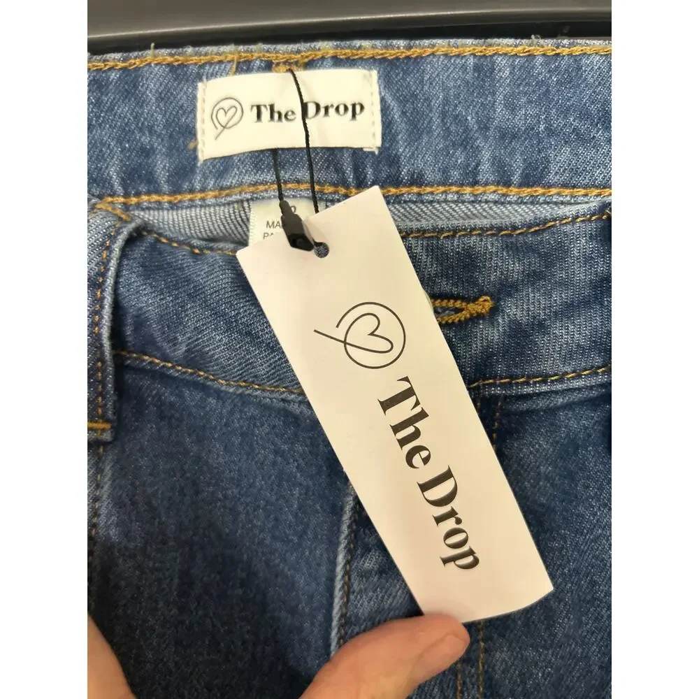 The Drop Frida Wide Leg High Waist Stretch Front Seam Jeans Medium Indigo 30 New - Picture 9 of 12